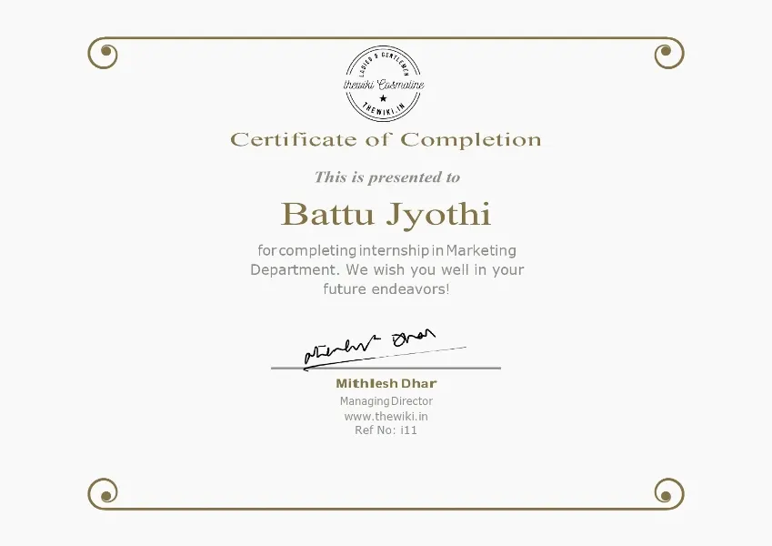 Internship / certification of an Omega Degree College student (2)