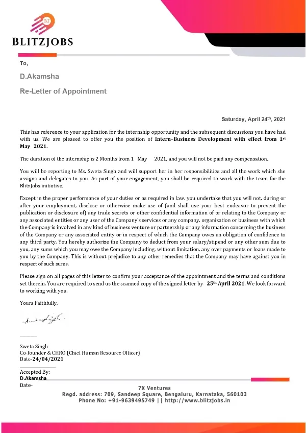 Internship / certification of an Omega Degree College student (5)