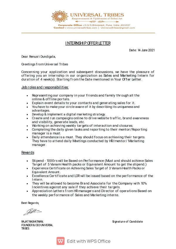 Internship / certification of an Omega Degree College student (8)