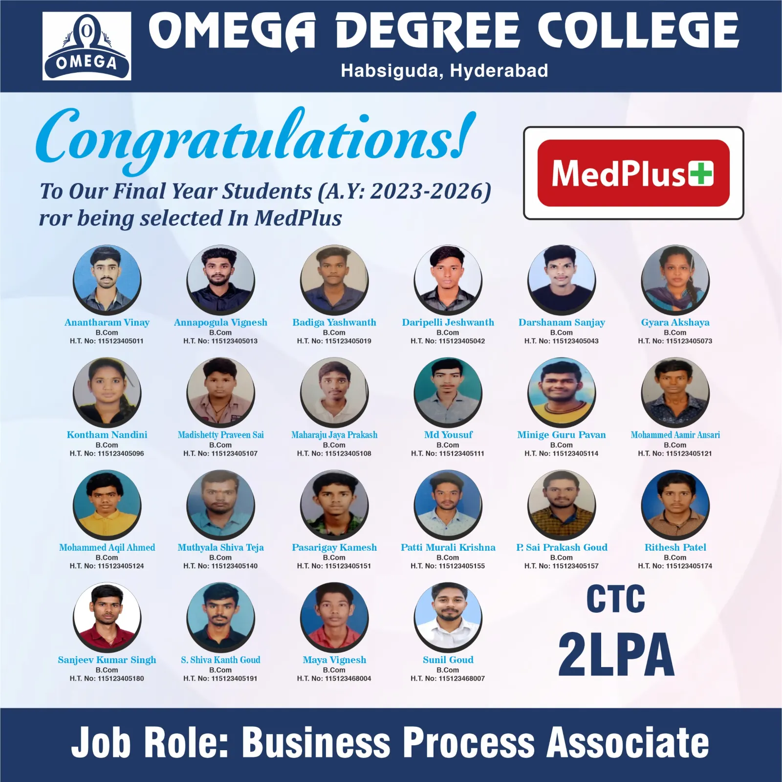 Students placed at MedPlus