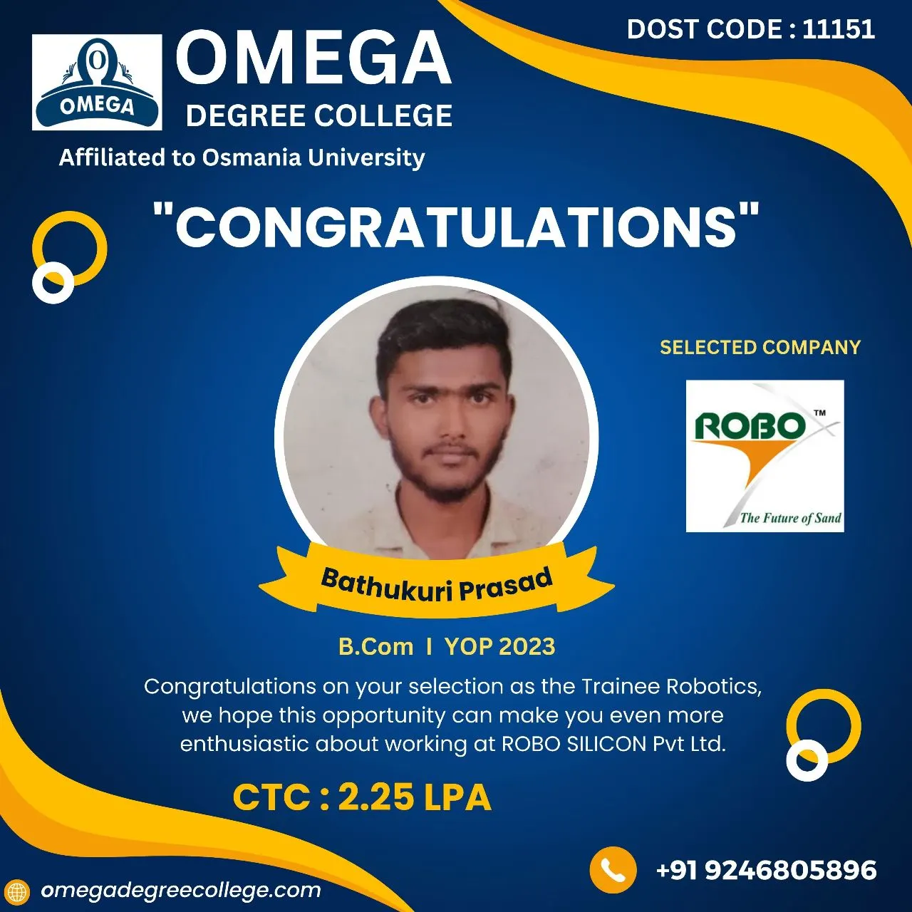 Omega Degree College placement highlights